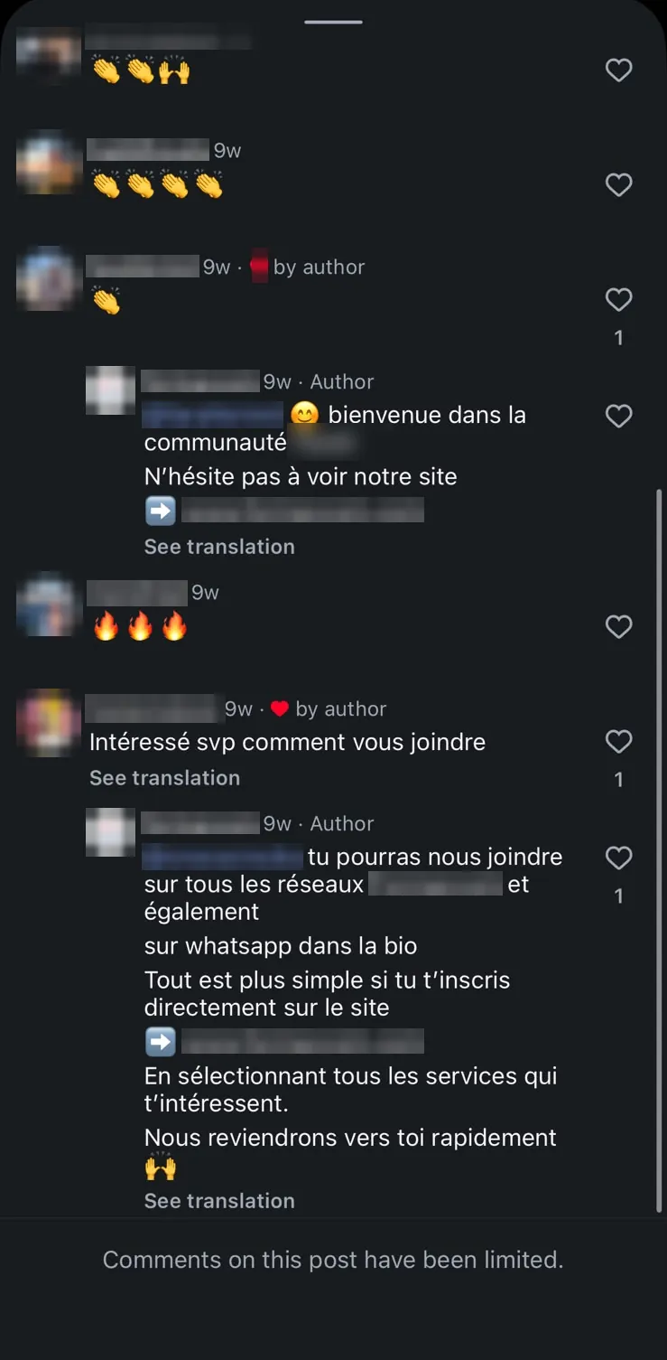 More comments from people asking how to sign up and get in touch