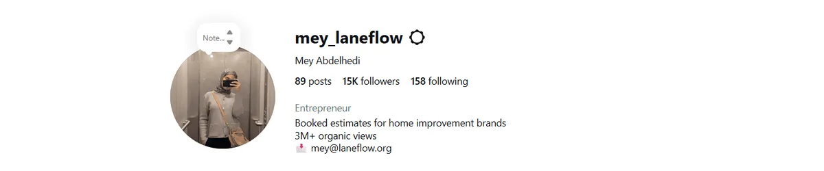 Instagram profile @mey_laneflow with 15K followers